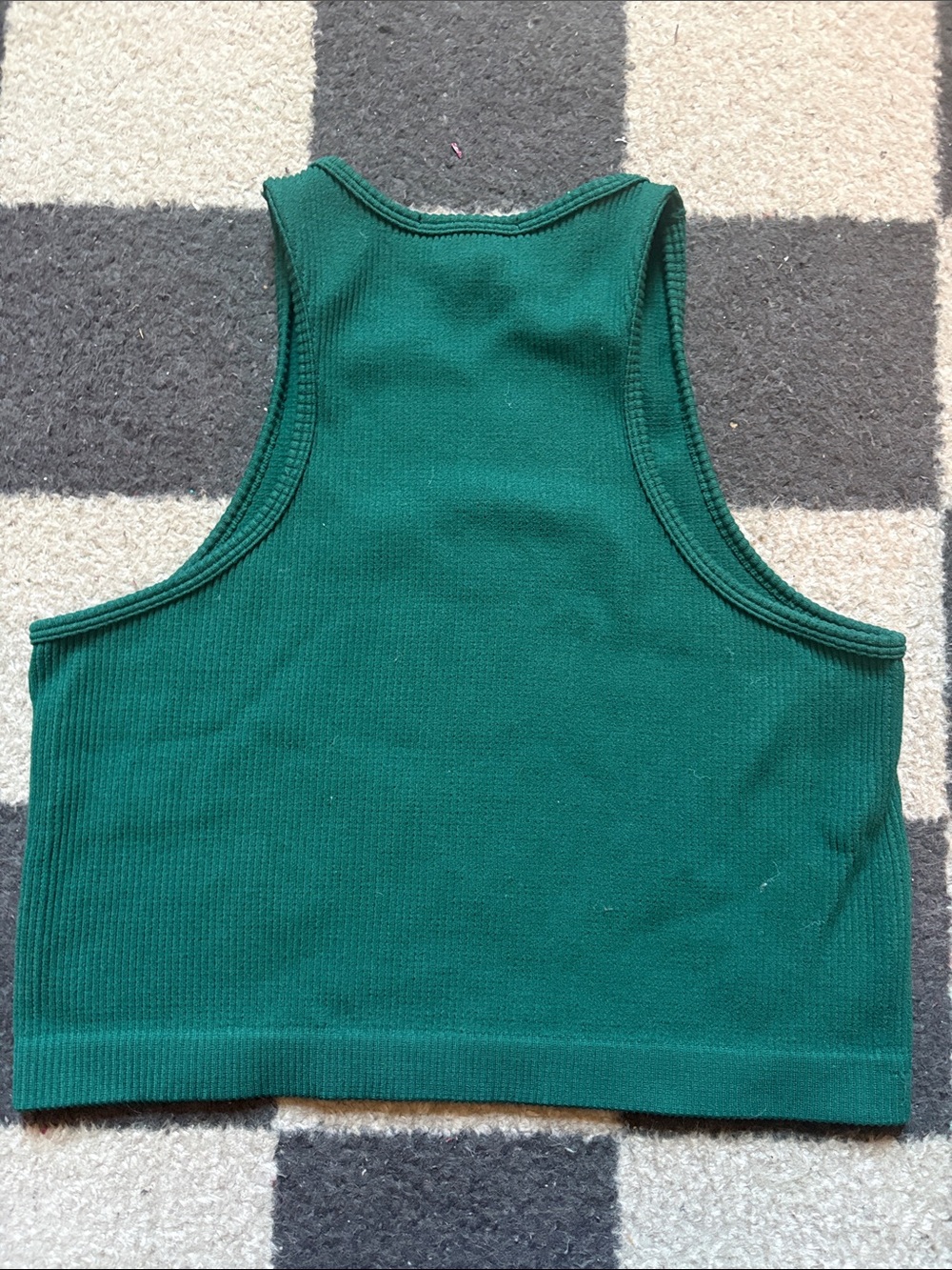 Dark Green Ribbed Racerback Crop Tank - Picture 3 of 3